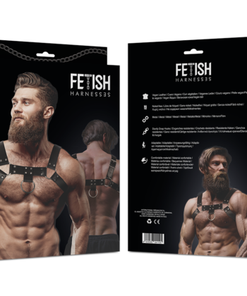 Alternative view of FETISH SUBMISSIVE ATTITUDE - ARNÊS DE PEITO DE COURO ECOLÓGICO MASCULINO