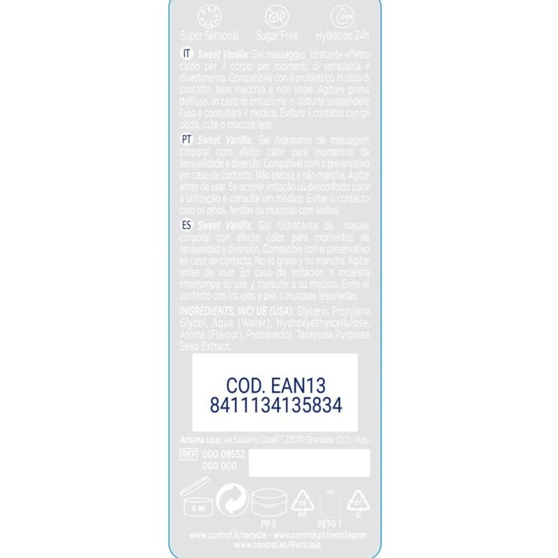 CONTROL - 2 EN 1 MASSAGEM E PRAZER MADAGASCAR DOCE 200 ML - Imagem 2