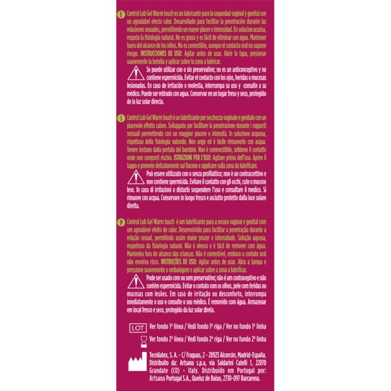 CONTROL - GEL LUBRIFICANTE EFEITO DE CALOR LUB 75 ML - Imagem 2