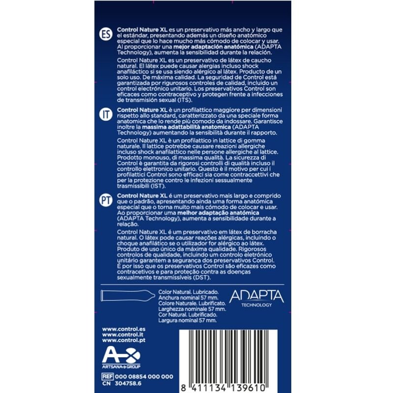 CONTROL - ADAPTA NATURE XL CONDOMS 12 UNITS - Imagem 2