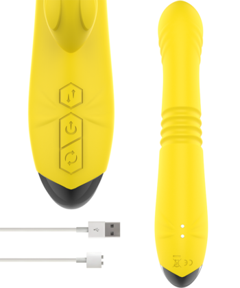 Visão alternativa de INTENSE - VIBRADOR MULTIFUNO TOKY PARA CIMA E PARA BAIXO COM ESTIMULADOR CLITÓRICO AMARELO