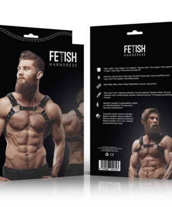 Alternative view of FETISH SUBMISSIVE ATTITUDE - ARNÊS DE PEITORAL DE COURO ECOLÓGICO MASCULINO COM TACHAS
