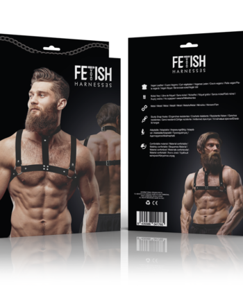 Alternative view of FETISH SUBMISSIVE ATTITUDE - ARNÊS DE PEITO AJUSTVEL DE COURO ECOLÓGICO COM COLAR PARA HOMENS