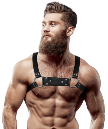 FETISH SUBMISSIVE ATTITUDE - ARNÊS DE PEITO DE BULLDOG DE COURO ECOLÓGICO MASCULINO TAMANHO M/G