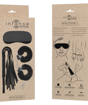 Visão alternativa de INTENSE - FETISH PLAYSET ERÓTICO 1 COM ALGEMAS, MSCARA CEGA E FLOGGER