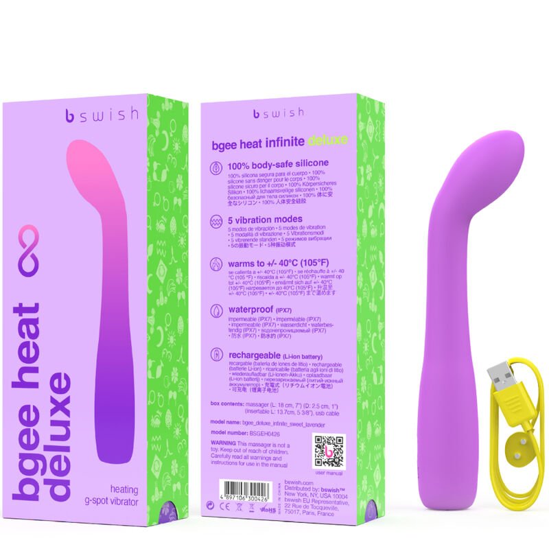B SWISH - BGEE HEAT INFINITE DELUXE VIBRADOR RECARREGVEL LAVANDA SILICONE - Imagem 4