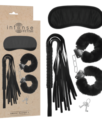INTENSE - FETISH PLAYSET ERÓTICO 1 COM ALGEMAS, MSCARA CEGA E FLOGGER