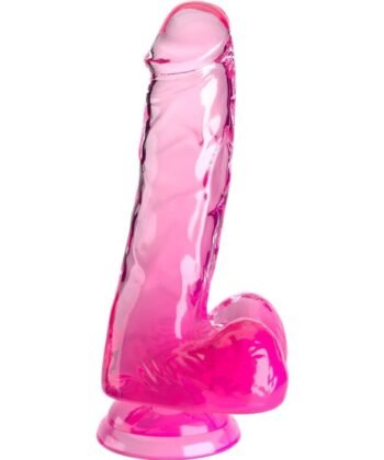 KING COCK - CLEAR PÊNIS REALÍSTICO COM BOLAS 13.5 CM ROSA
