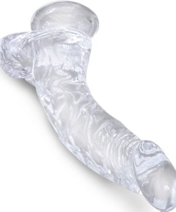 Visão alternativa de KING COCK - CLEAR PÊNIS CURVADO REALISTA COM BOLAS 16.5 CM TRANSPARENTE