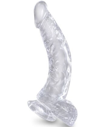 KING COCK - CLEAR PÊNIS CURVADO REALISTA COM BOLAS 16.5 CM TRANSPARENTE