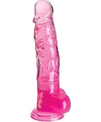 KING COCK - CLEAR PÊNIS REALÍSTICO COM BOLAS 16.5 CM ROSA