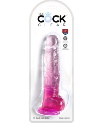 Visão alternativa de KING COCK - CLEAR PÊNIS REALÍSTICO COM BOLAS 16.5 CM ROSA