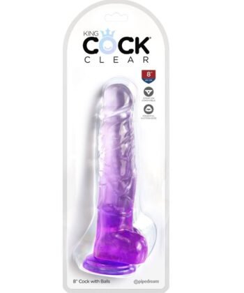 Visão alternativa de KING COCK - CLEAR PÊNIS REALÍSTICO COM BOLAS 16.5 CM ROXO