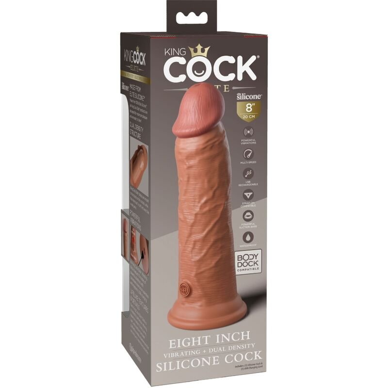 KING COCK - ELITE VIBRADOR REALÍSTICO E SILICONE 20.3 CM CARAMELO - Imagem 4