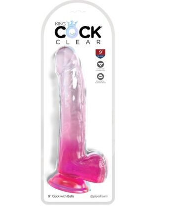 Visão alternativa de KING COCK - CLEAR DILDO COM TESTÍCULOS 20.3 CM ROSA