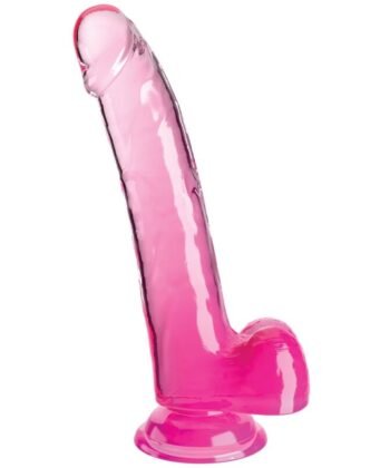 KING COCK - CLEAR DILDO COM TESTÍCULOS 20.3 CM ROSA