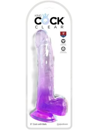 Visão alternativa de KING COCK - CLEAR DILDO COM TESTÍCULOS 20.3 CM ROXO
