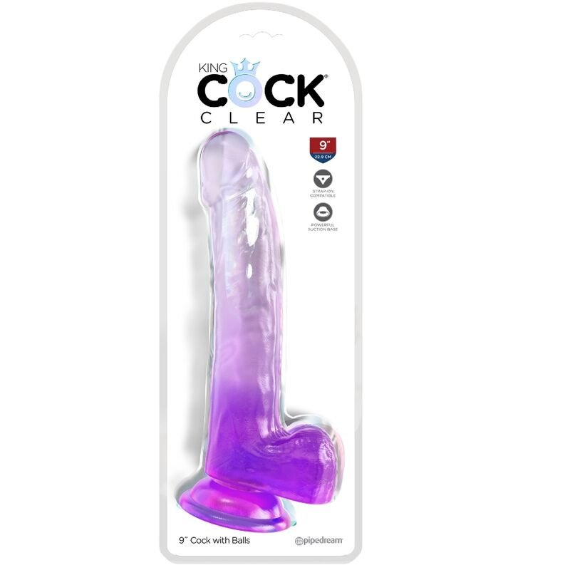 KING COCK - CLEAR DILDO COM TESTÍCULOS 20.3 CM ROXO - Imagem 2