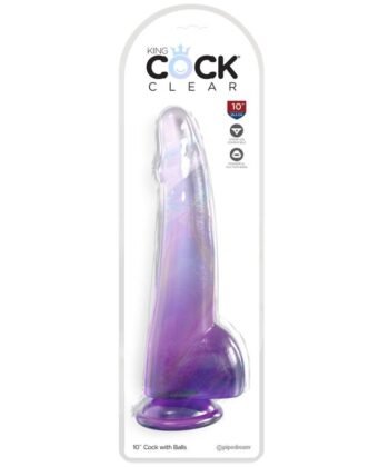 Visão alternativa de KING COCK - CLEAR DILDO COM TESTÍCULOS 19 CM ROXO