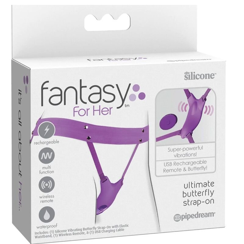 FANTASY FOR HER - ARNÊS DE BORBOLETA VIBRANTE, CONTROLE REMOTO RECARREGÁVEL E VIOLETA - Imagem 2