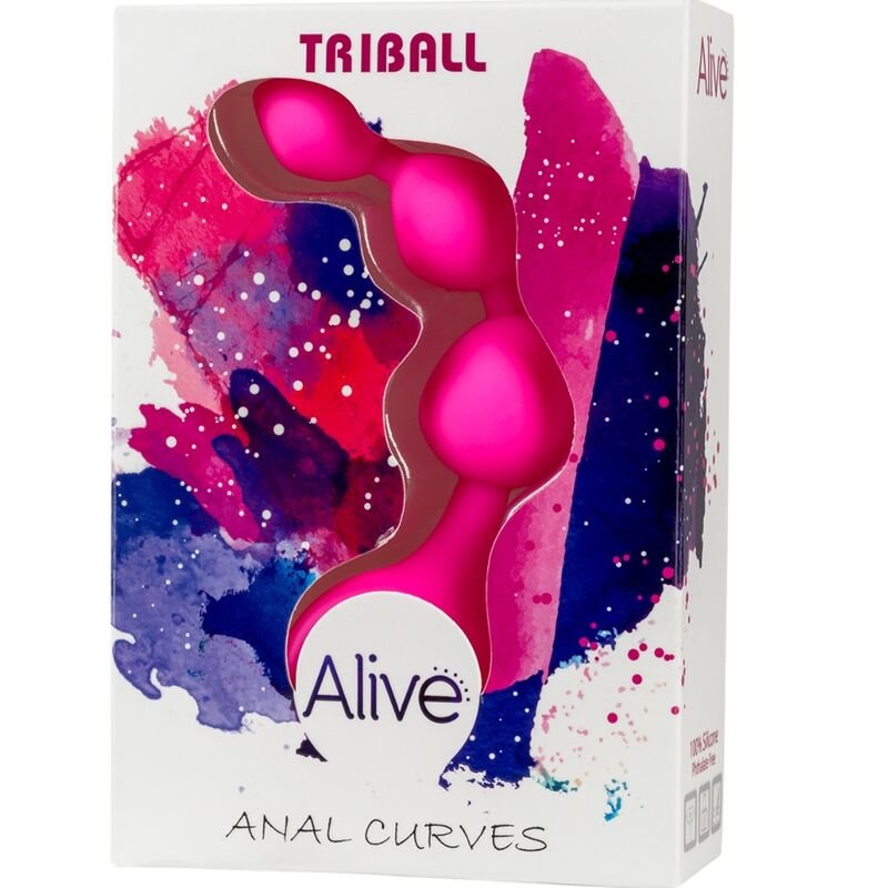 ALIVE - BOLAS ANAIS DE SILICONE TRIBALL ROSA 15 CM - Imagem 2