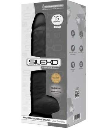 SILEXD - MODELO 1 PÉNIS REALISTA PREMIUM SILEXPAN SILICONE PRETO 38 CM - Imagem 3