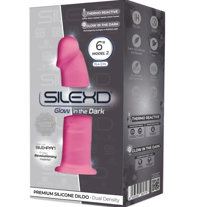 SILEXD - MODELO 2 PÊNIS REALISTA PREMIUM SILEXPAN SILICONE FLUORESCENTE ROSA 15 CM - Image 3