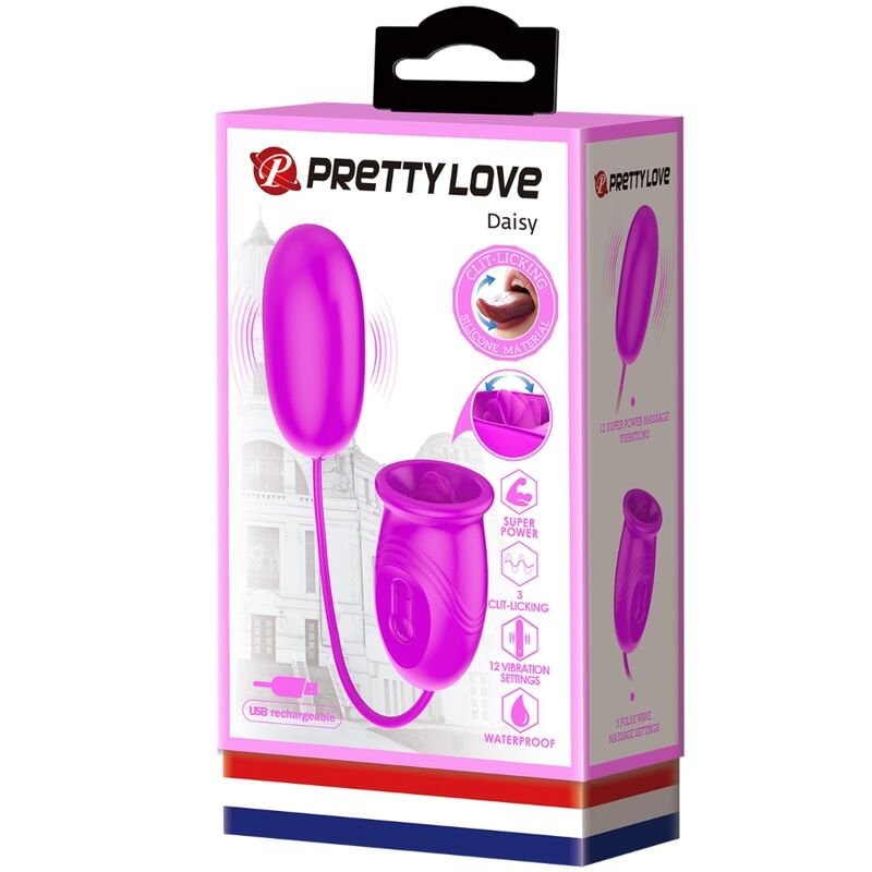 PRETTY LOVE - VIBRADOR RECARREGVEL DAISY DUAL EGG ROXO - Imagem 2