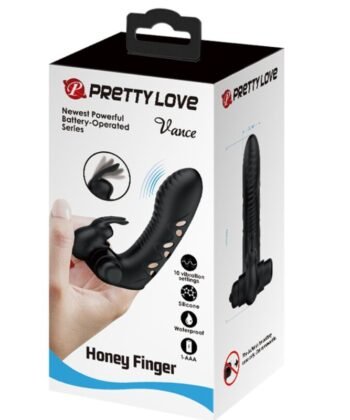 PRETTY LOVE - CAPA DE DEDO VIBRADOR DE COELHO PRETO VANCE