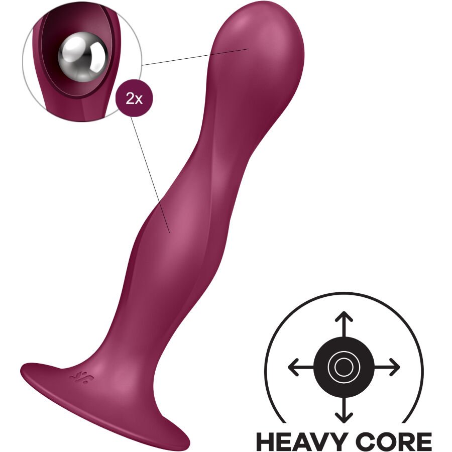 SATISFYER - DOUBLE BALL-R DILDO SILICONA GRANATE - Imagem 3