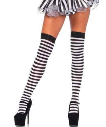 LEG AVENUE - MEIAS ALTAS RISCAS PRETAS/BRANCAS