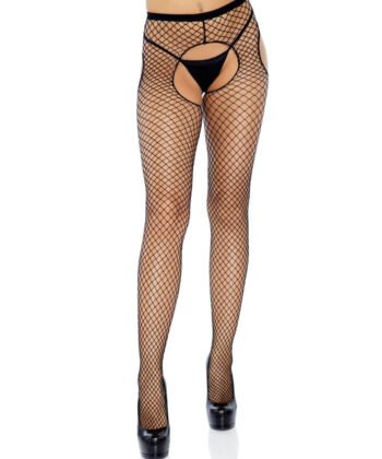LEG AVENUE - MEIAS DE REDE PRETAS SEM CROTCHLES