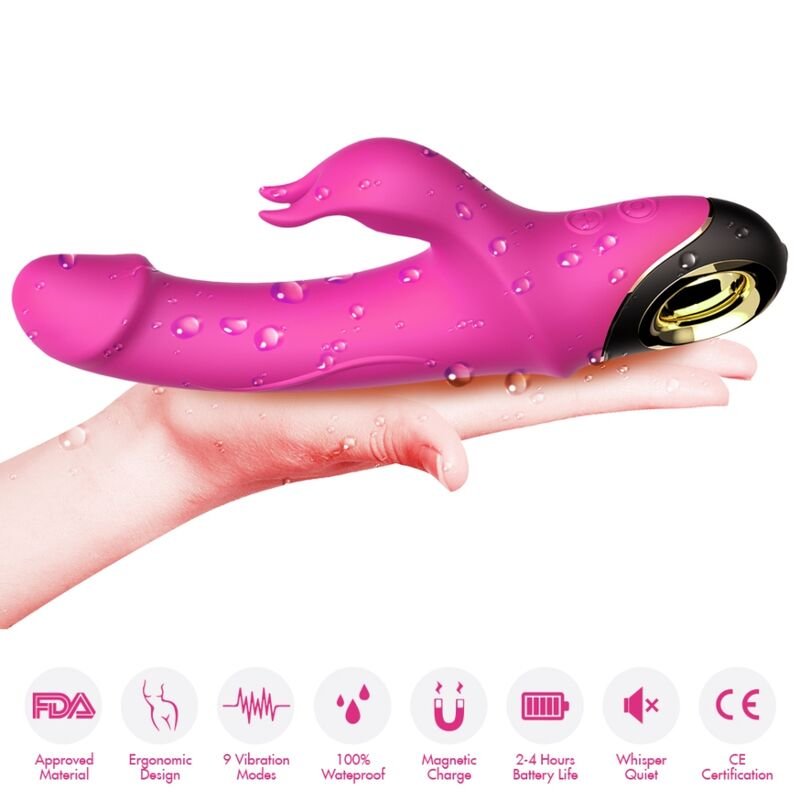 ARMONY - METEROR DILDO VIBRADOR COELHO ROTATOR FÚCSIA - Imagem 2