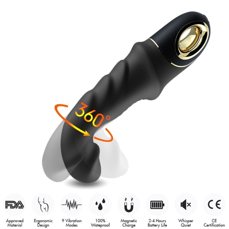 ARMONY - JOYBLADE DILDO VIBRADOR ROTATOR PRETO - Imagem 2