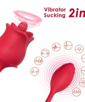ARMONY - ESTIMULADOR DE SUCÇÃO E VIBRADOR 2 EM 1 ROSA 10 MODOS COM CAUDA VERMELHA
