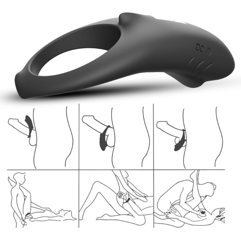 ARMONY - ANEL VIBRADOR SHARK PARA CASAIS CONTROLE REMOTO PRETO - Imagem 2