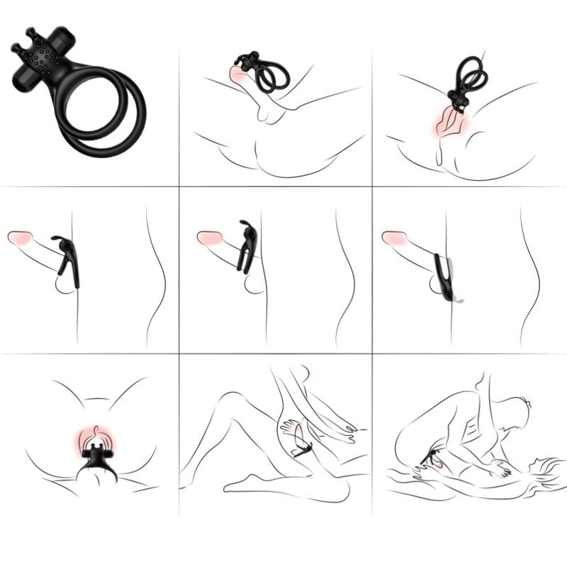 ARMONY - ANEL VIBRADOR DUPLO VIAJANTE PARA CASAIS COELHO PRETO - Imagem 2