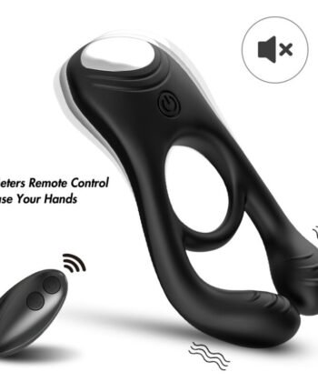 ARMONY - ANEL VIBRADOR DUPLO VEYRON PARA CASAIS COM CONTROLE REMOTO PRETO
