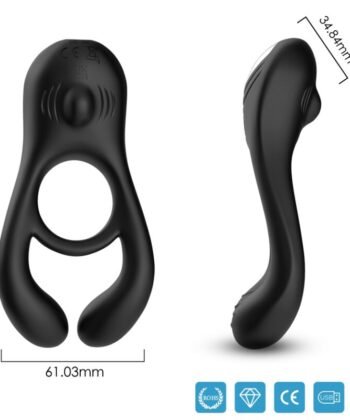 ARMONY - ANEL VIBRADOR DUPLO VEYRON PARA CASAIS PRETO