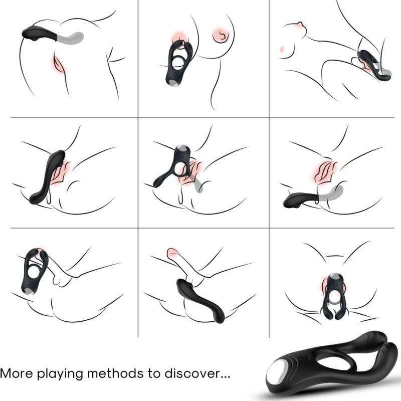 ARMONY - ANEL VIBRADOR DUPLO VEYRON PARA CASAIS PRETO - Imagem 2
