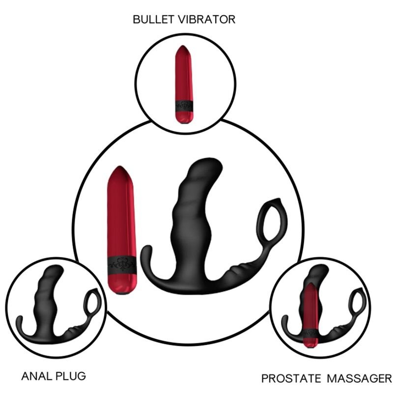 ARMONY - KNIGHT VIBRADOR ANAL PRÓSTATA E ANEL CONTROLE REMOTO PRETO - Imagem 3