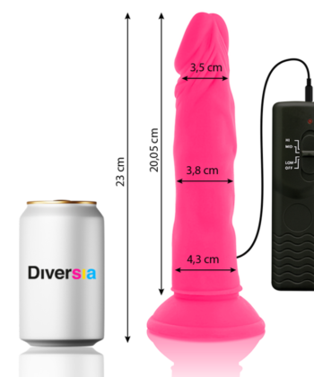 DIVERSIA - DILDO FLEXÍVE COM VIBRAO ROSA 23 CM -O- 4.3 CM