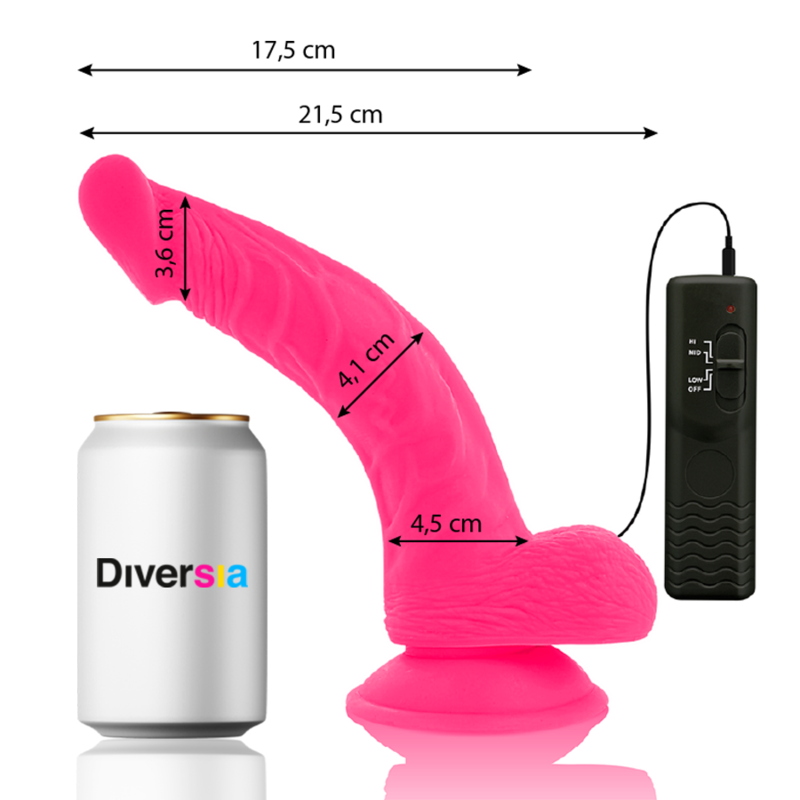 DIVERSIA – DILDO VIBRADOR FLEXÍVEL ROSA 21,5 CM