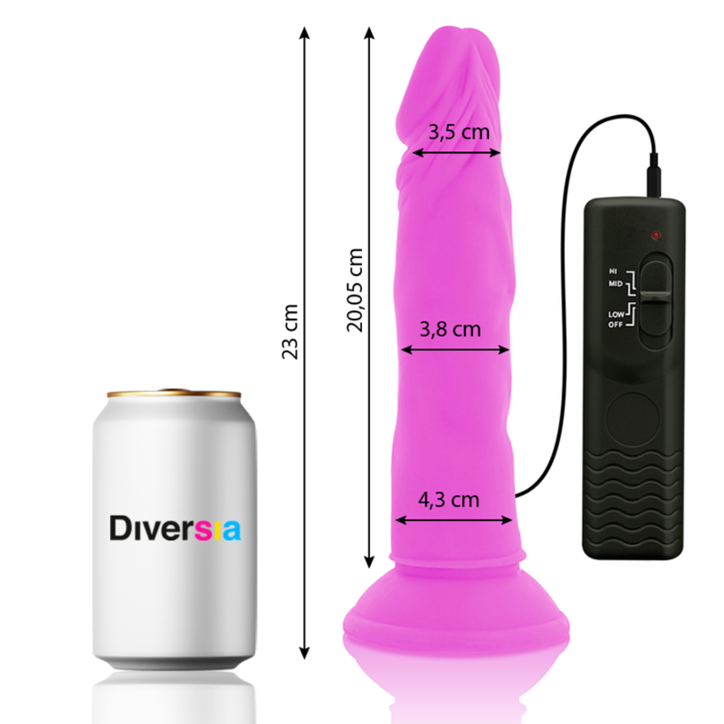 DIVERSIA – DILDO VIBRADOR FLEXÍVEL LILÁS 23 CM -O- 4.3 CM - Image 3