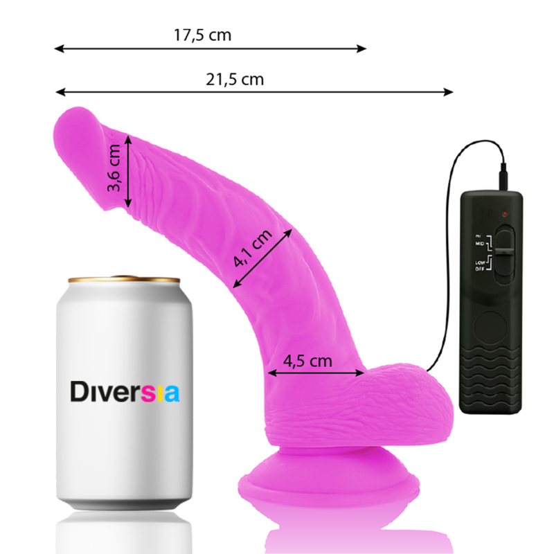 DIVERSIA – DILDO VIBRADOR FLEXÍVEL LILÁS 21.5 CM -O- 4.5 CM - Image 5