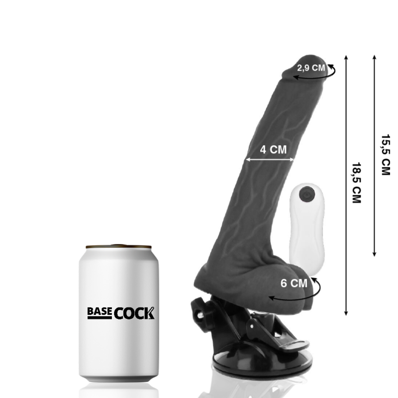 BASECOCK - VIBRADOR REALÍSTICO ARTICULABLE CONTROL REMOTO NATURAL 18.5 CM -O- 4 CM - Imagem 2