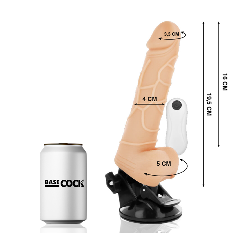 BASECOCK - VIBRADOR REALISTA CONTROLE REMOTO NATURAL COM TESTÍCULOS 19,5CM - Image 2