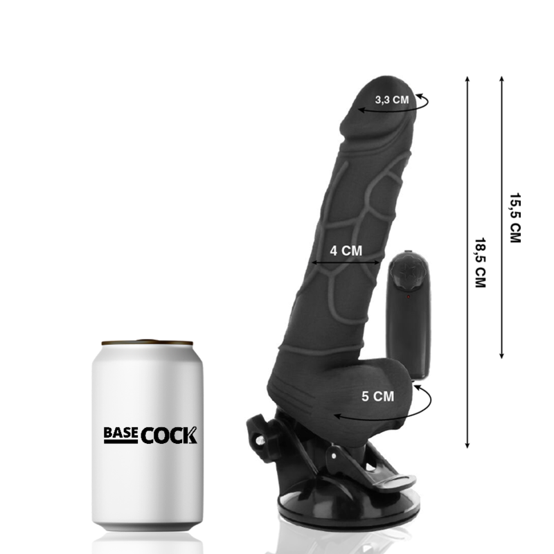 BASECOCK - CONTROLE REMOTO VIBRADOR REALÍSTICO PRETO 18,5 CM - Image 2