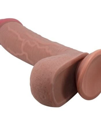 PRETTY LOVE - SÉRIE SLIDING SKIN DILDO REALÍSTICO COM VENTOSA DESLIZANTE PELE MARROM 23,4 CM