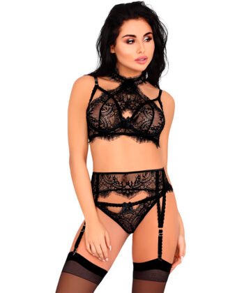 LIVCO CORSETTI FASHION - MAJALESA LC 90526 SUJETADOR + LIGUERO + PANTY BLACK